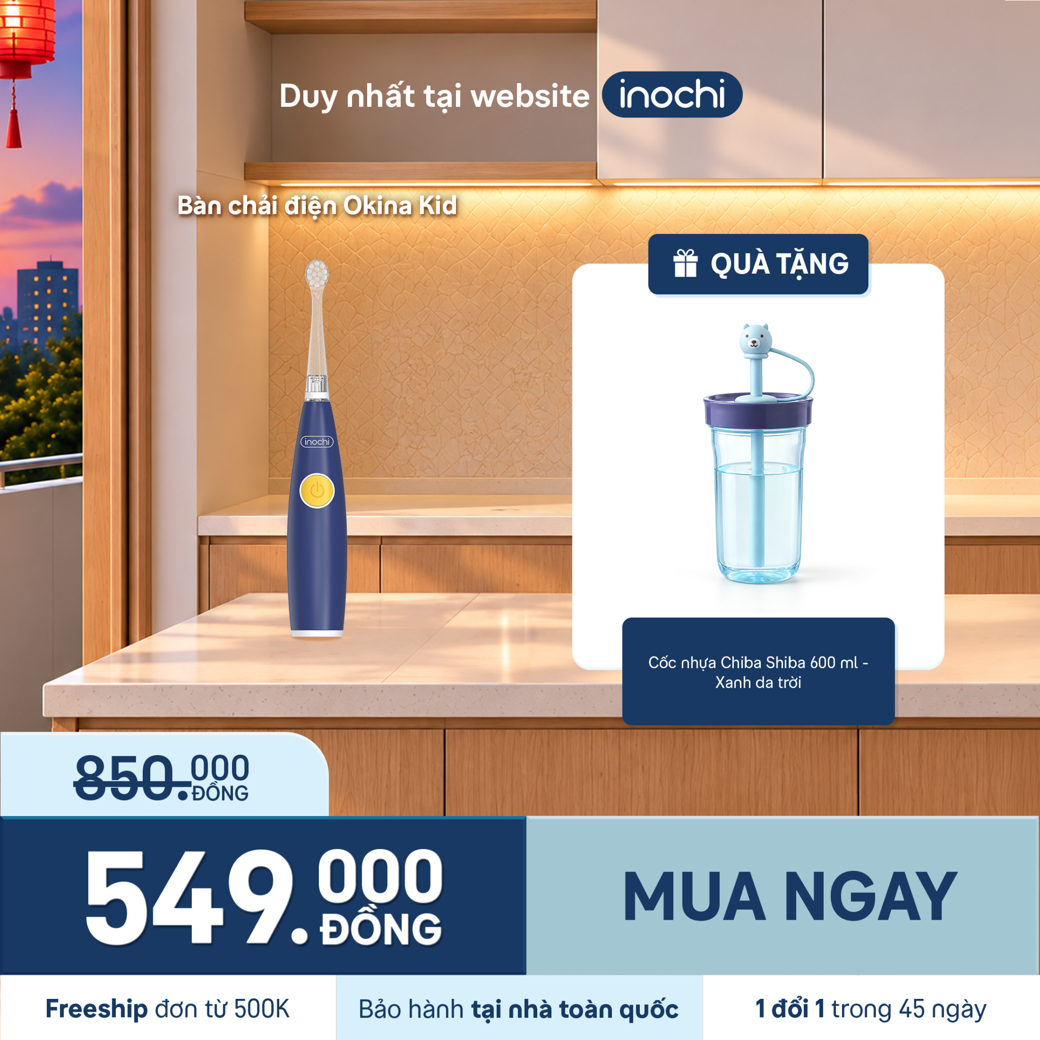 Bàn chải điện sóng âm Okina Kid - 3