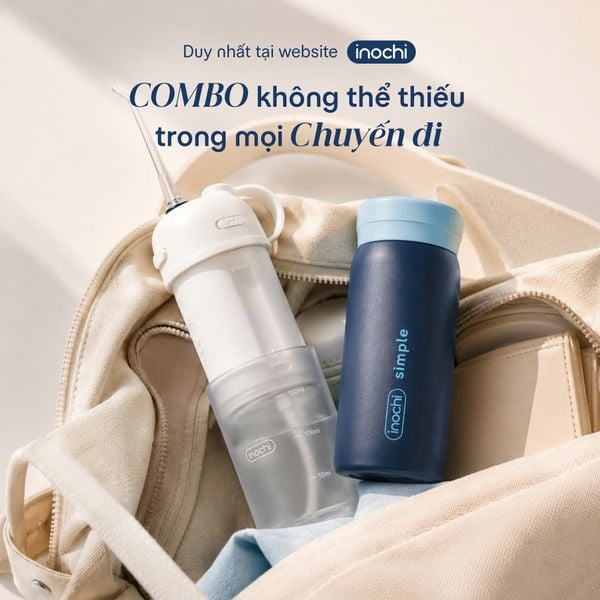  Combo Gọn Nhẹ Lên Đường – Máy tăm nước gấp gọn Okina và Bình giữ nhiệt Fuji Cylin 200ml 