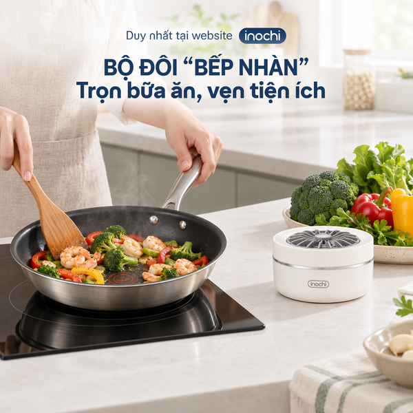  Combo Chảo Inox chống dính nguyên khối Omi Essential - 24cm và Máy khử khuẩn thực phẩm Akiba 
