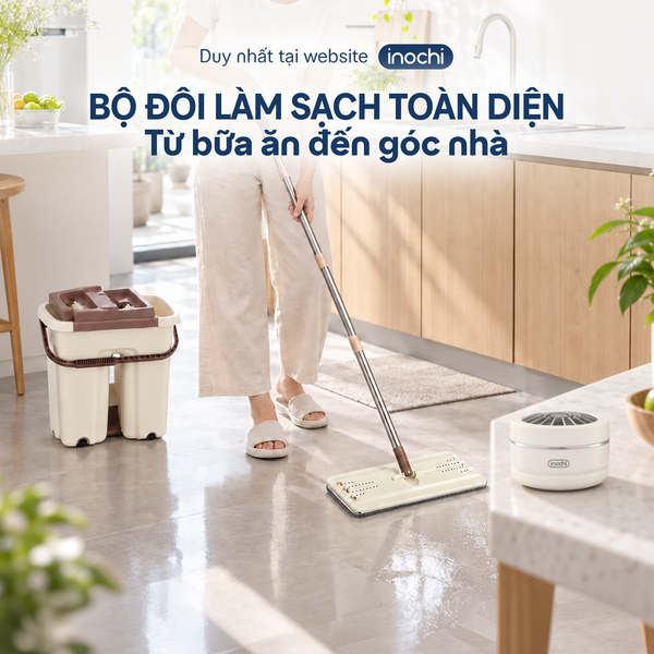  Combo Sống sạch - sống khoẻ cùng Inochi: Máy khử khuẩn thực phẩm Akiba và Bộ cây lau thông minh 2 ngăn BH-M200 