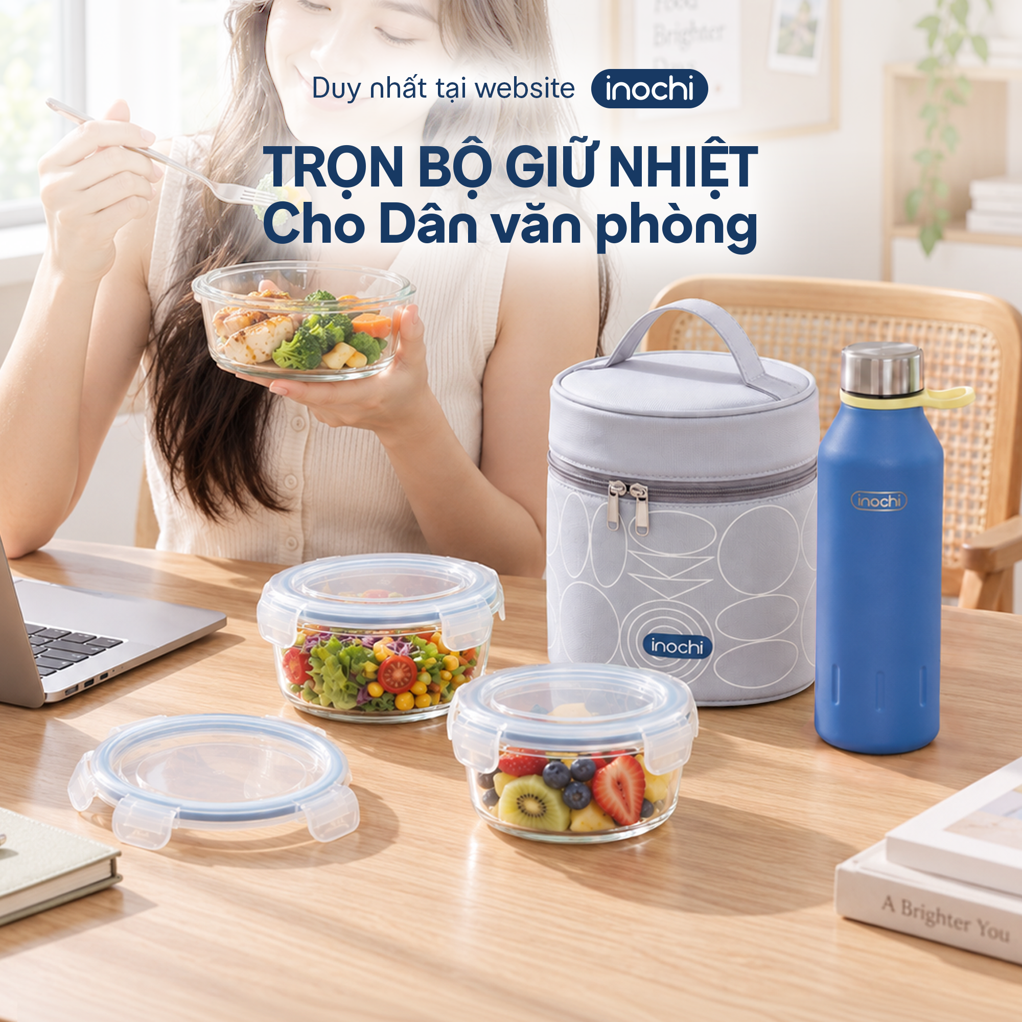 Combo Mang Cơm Đi Làm: Bộ hộp thuỷ tinh Nikko kèm túi giữ nhiệt Yoshino và Bình giữ nhiệt Fuji Gleam 500ml - 6
