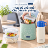 Combo Mang Cơm Đi Làm: Bộ hộp thuỷ tinh Nikko kèm túi giữ nhiệt Yoshino và Bình giữ nhiệt Fuji Jolly 450ml - 1