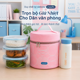  Combo Mang Cơm Đi Làm: Bộ hộp thuỷ tinh Nikko kèm túi giữ nhiệt Yoshino và Bình giữ nhiệt Fuji Cylin 200ml 