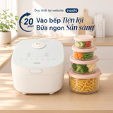 Combo Bữa Tối 20 Phút – Nồi cơm điện Akiba 1.8L và Bộ 4 hộp thực phẩm tròn Hokkaido 500-1000-1500-2000ml - 1