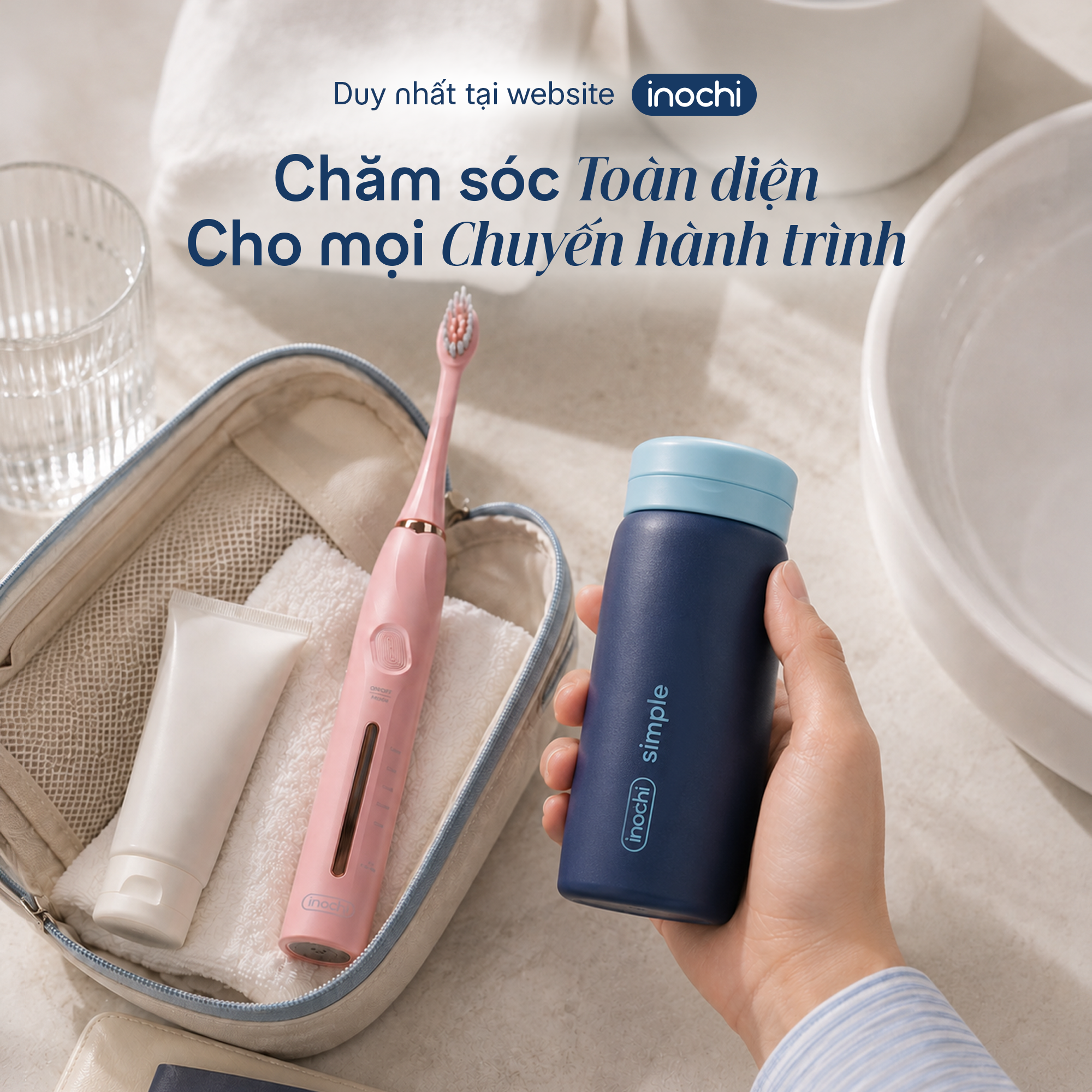 Combo Du Lịch 3: Bàn chải điện Okina Chic và Bình giữ nhiệt Fuji Cylin - 1