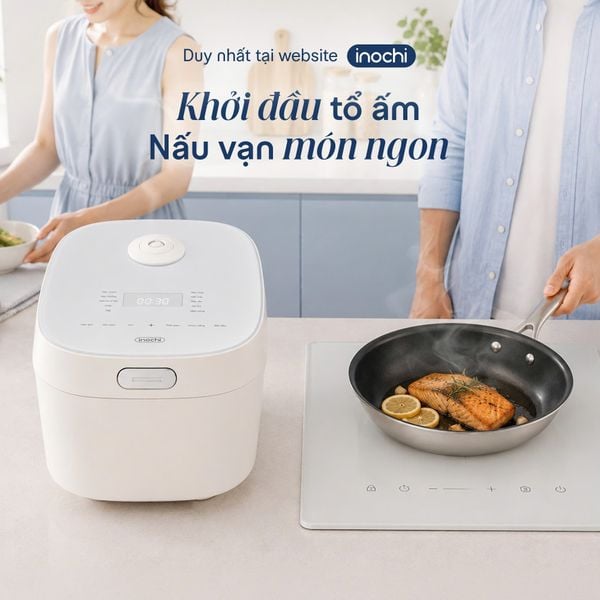  Combo Bếp Đầu Tiên Của Tổ Ấm – Nồi cơm điện Akiba 4L Akiba và Chảo Inox chống dính nguyên khối Omi Essential 20cm 