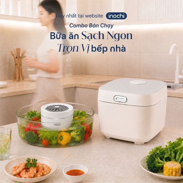  Combo Sạch Ngon Trọn Vị: Máy khử khuẩn thực phẩm Akiba và Nồi cơm điện Akiba 4L 