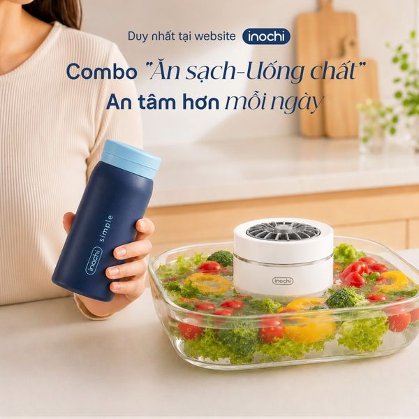  Combo Ăn Sạch - Uống Chất: Máy khử khuẩn thực phẩm Akiba và Bình giữ nhiệt Fuji Cylin 200ml 