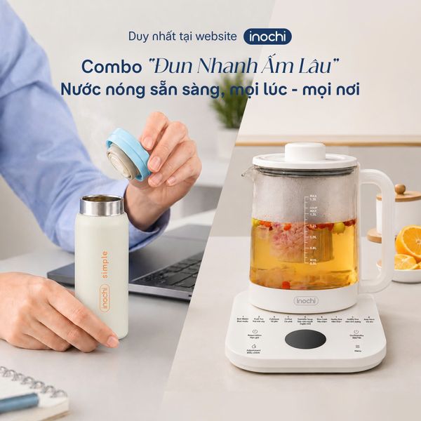  Combo Đun Nhanh Ấm Lâu: Ấm đun đa năng Akiba và Bình giữ nhiệt Fuji Cylin 200ml 