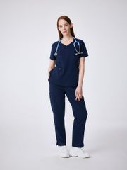 WAT02 - ZIP POCKET V-NECK UNIFORM TOP