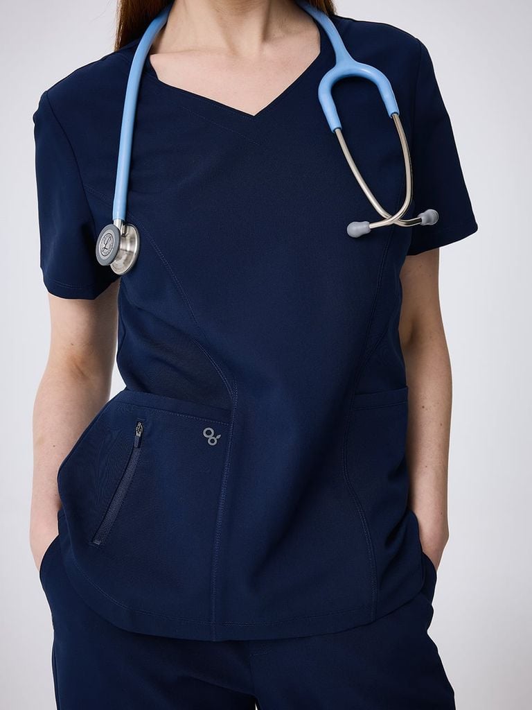 WAT02 - ZIP POCKET V-NECK UNIFORM TOP