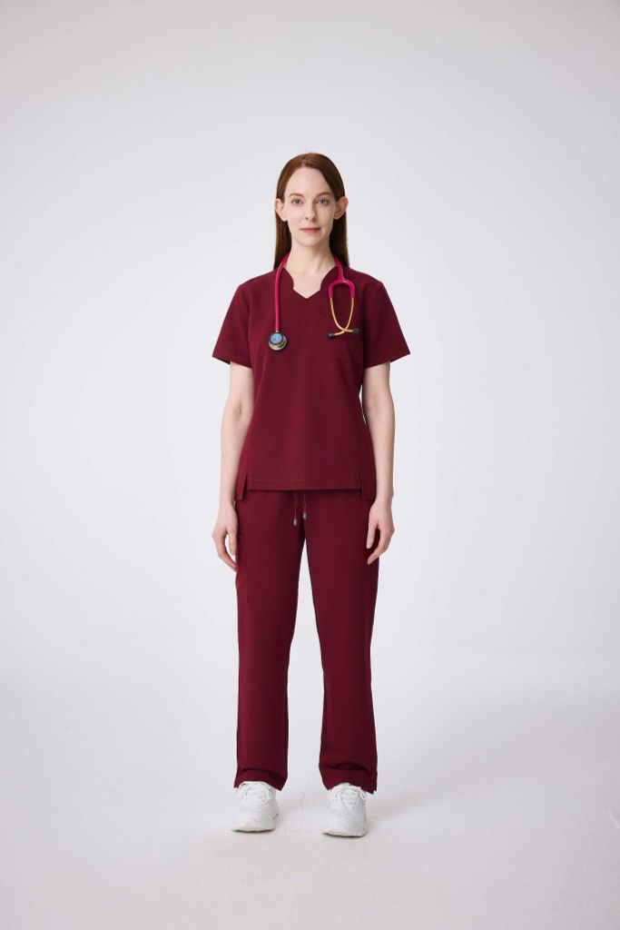 WAT03 - CHEST POCKET V-NECK UNIFORM TOP