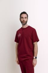 MAT03 - THREE BUTTON HENLY NECKLINE UNIFORM TOP