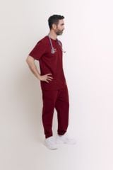 MAT03 - THREE BUTTON HENLY NECKLINE UNIFORM TOP