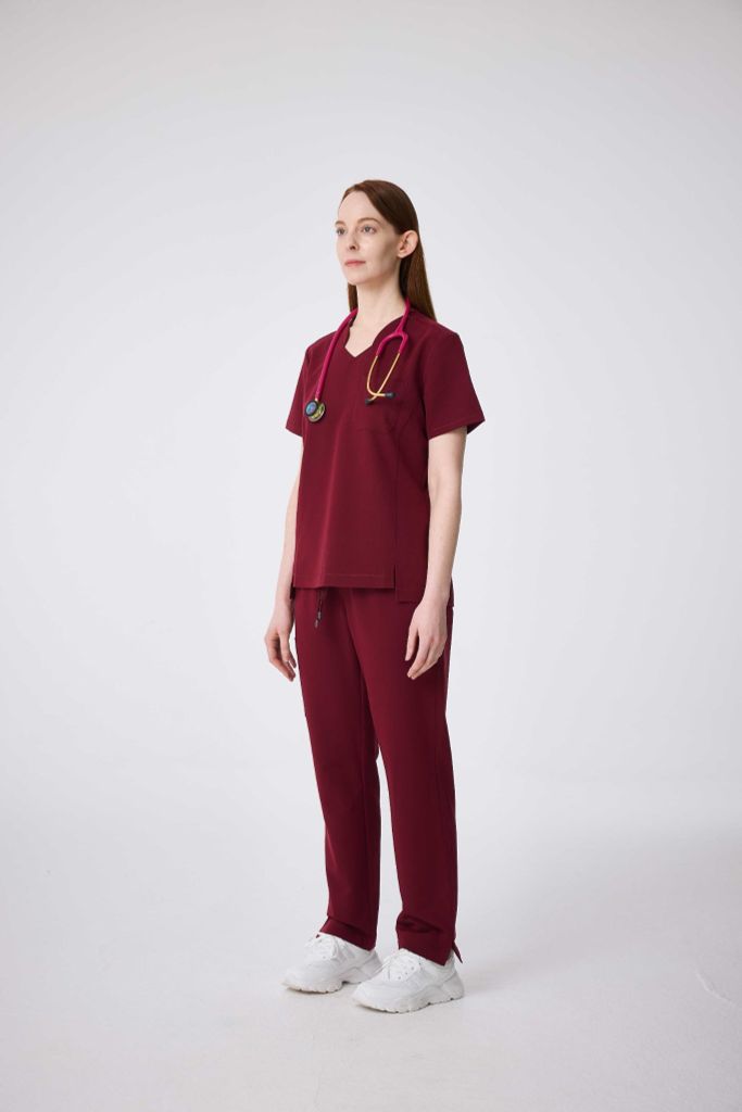WAT03 - CHEST POCKET V-NECK UNIFORM TOP
