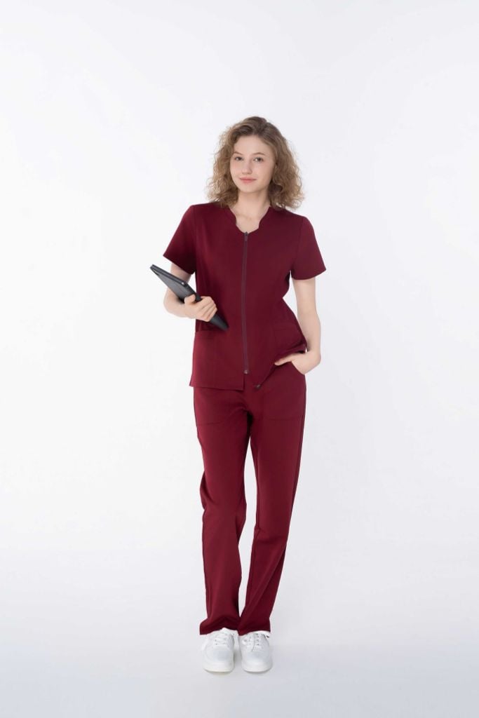 WAT08 & WAP07 | ĐỒNG PHỤC WORKWEAR NỮ GRACE ZIP TOP & SOFT STRAIGHT PANT