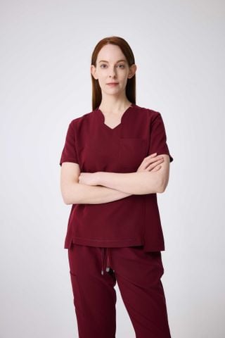 WAT03 - CHEST POCKET V-NECK UNIFORM TOP