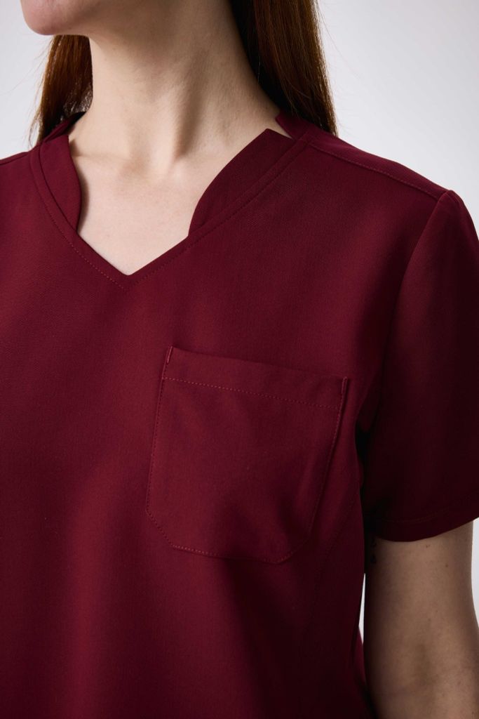 WAT03 - CHEST POCKET V-NECK UNIFORM TOP