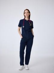 âme copain | Bộ scrub nữ WAT01 + WAP01 - Đồng phục y tế & spa linh hoạt, áo Zip Ease Top & quần Three Pocket Pants, chất liệu 75% Polyester, form relaxed fit, nhiều túi tiện dụng
