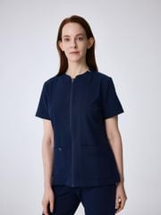 âme copain | Bộ scrub nữ WAT01 + WAP01 - Đồng phục y tế & spa linh hoạt, áo Zip Ease Top & quần Three Pocket Pants, chất liệu 75% Polyester, form relaxed fit, nhiều túi tiện dụng