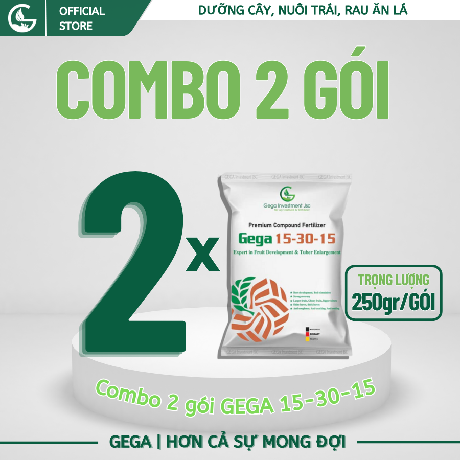 2 Gói GEGA 15-30-15 (250g) - Khoẻ Mạnh Xanh Tốt-Bộ Lá Dày-Tăng Năng Suất