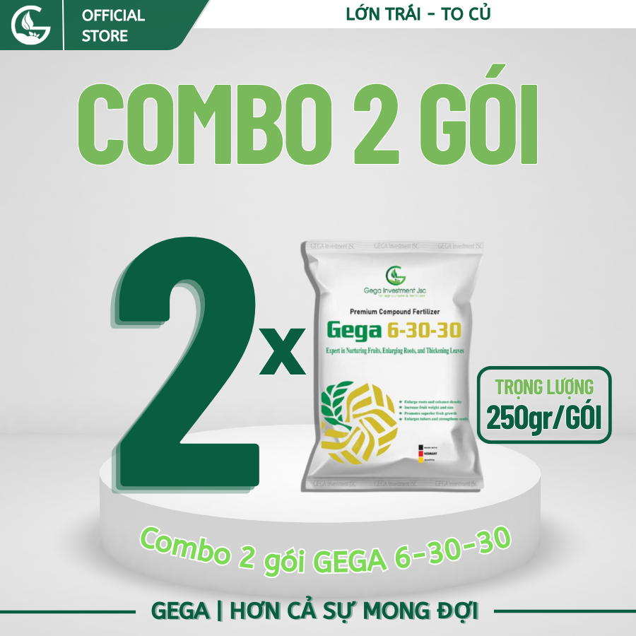 2 Gói GEGA 6-30-30 (250g)- Chuyên Gia Nuôi Trái Và Cây Lấy Củ-Tăng Phẩm Chất Và Chất Lượng Trái-Mau Già Lá