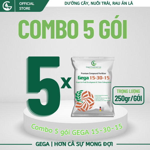 5 Gói GEGA 15-30-15 (250g) - Khoẻ Mạnh Xanh Tốt-Bộ Lá Dày-Tăng Năng Suất