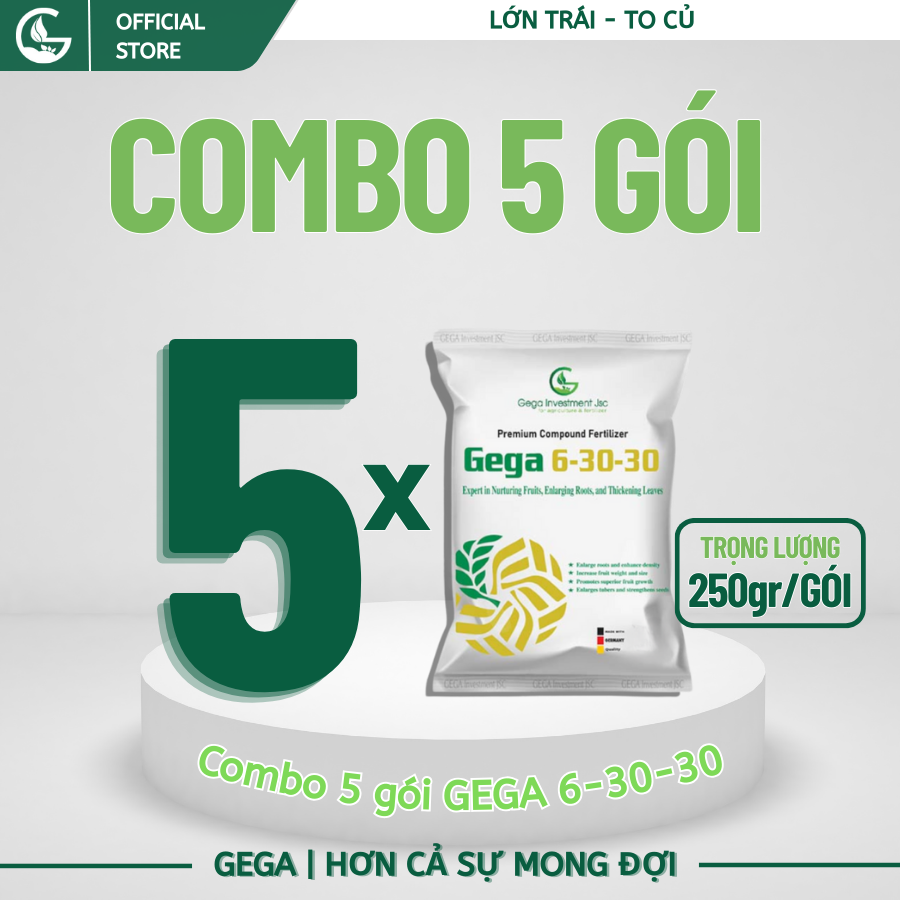 5 Gói GEGA 6-30-30 (250g) - Chuyên Gia Nuôi Trái Và Cây Lấy Củ-Tăng Phẩm Chất Và Chất Lượng Trái-Mau Già Lá
