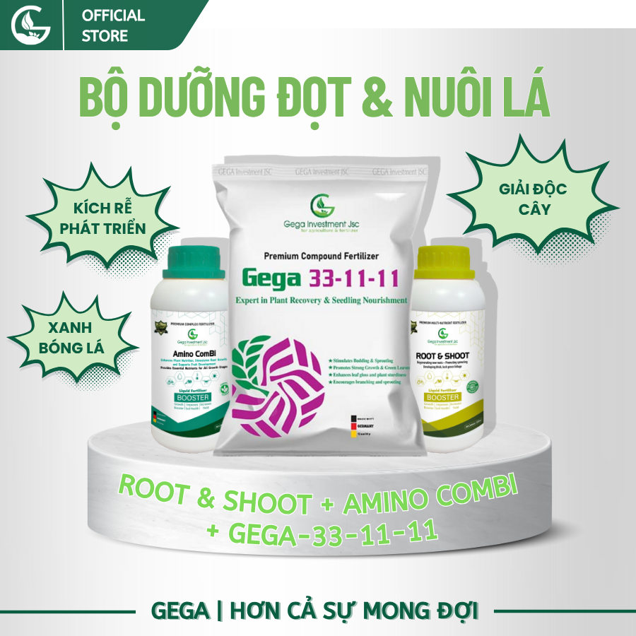 Combo Dưỡng Đọt – Nuôi Lá GEGA Giúp Cây Bung Đọt Khỏe, Dưỡng Lá Xanh Dày, Phục Hồi Nhanh Sau Thu Hoạch