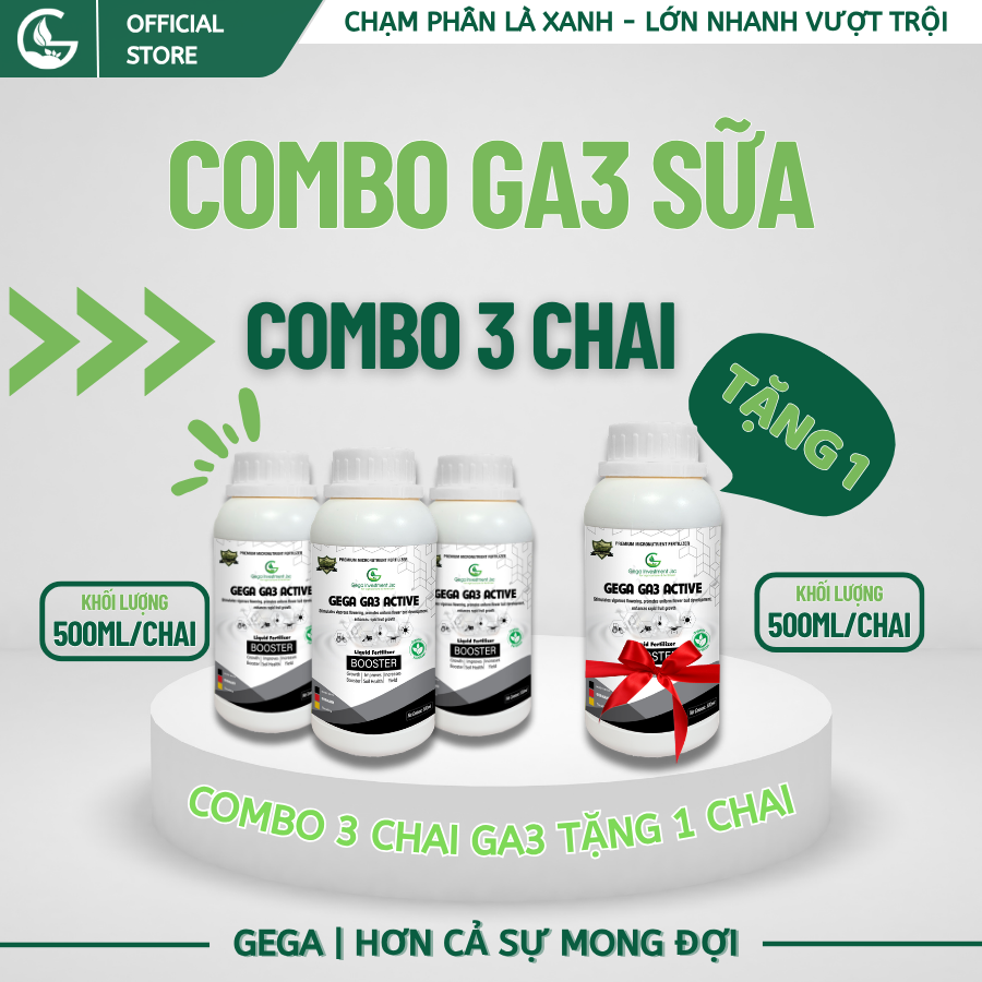 [COMBO 3 TẶNG 1] Phân Bón Kích Sinh Trưởng GEGA-GA3 Sữa - Kích Bông, Lớn Trái, Dưỡng Lá Xanh Dày