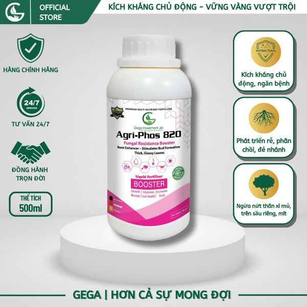 AGRI-PHOS 820 GEGA - Kích Kháng Nấm Bệnh, Phân Chồi Đẻ Nhánh, Tăng Năng Suất 500ml