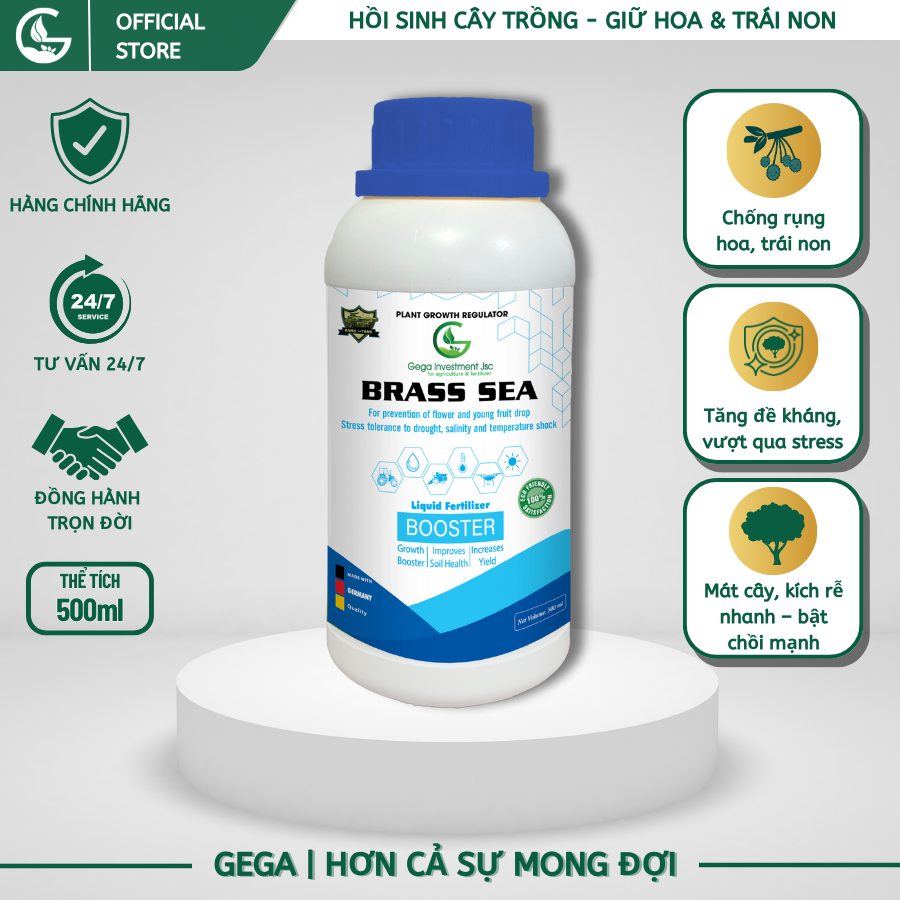Phân bón lá BRASS SEA GEGA – Chống Rụng Hoa, Rụng Trái Non – Giải Stress, Hạn Mặn, Sốc Nhiệt
