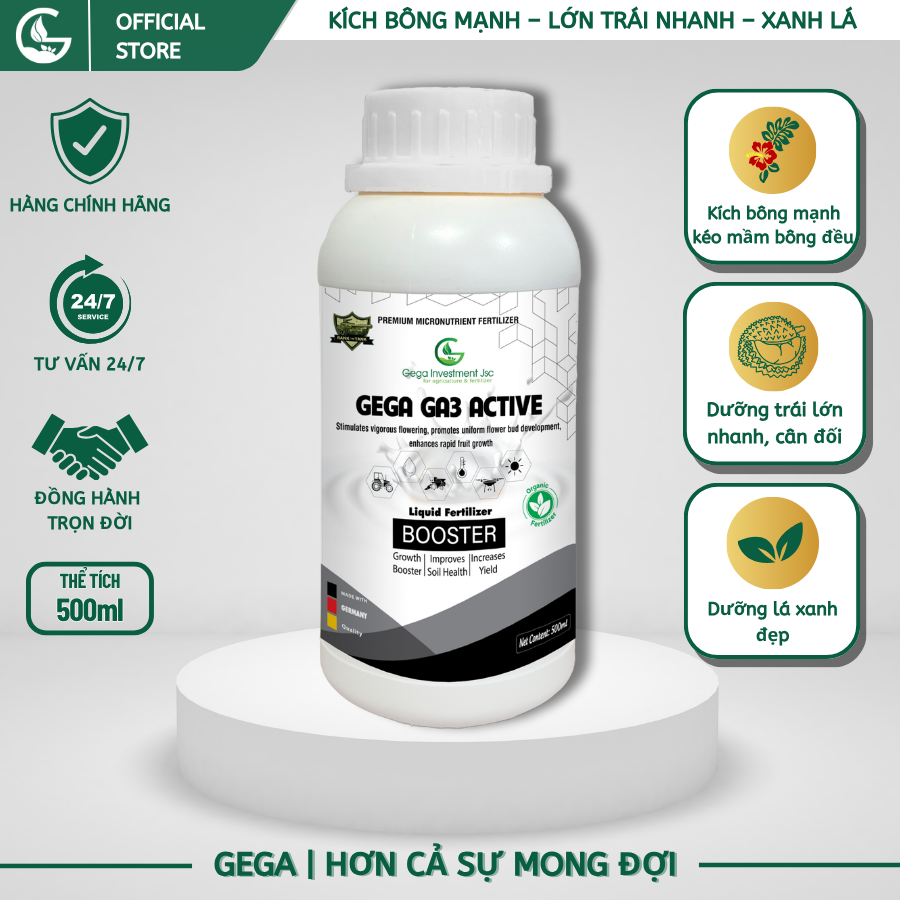 Phân Bón Kích Sinh Trưởng GEGA-GA3 Sữa - Kích Bông, Lớn Trái, Dưỡng Lá Xanh Dày