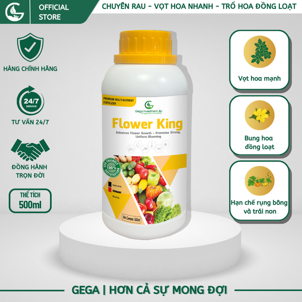 Phân Bón Dưỡng Hoa Tăng Đậu Trái GEGA FLOWER KING 500ml (Chuyên Rau Màu) – Mập Nụ, Chống Rụng