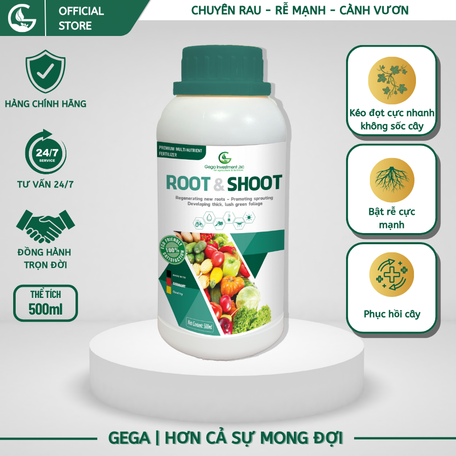 Phân Bón Lá Kích Rễ Kéo Đọt GEGA ROOT & SHOOT 500ml (Chuyên Rau Màu) – Mát Cây, Không Sốc