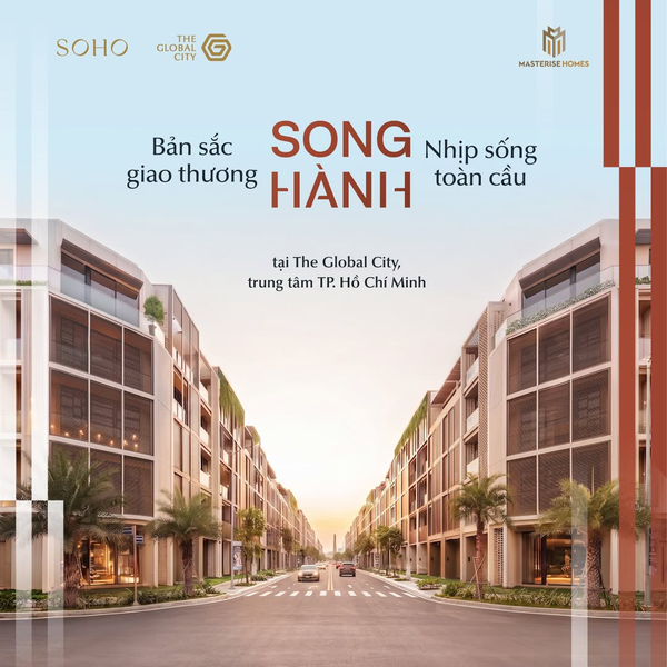 Tuyến phố thương mại tấp nập khách bộ hành tại phân khu SOHO The Global City.