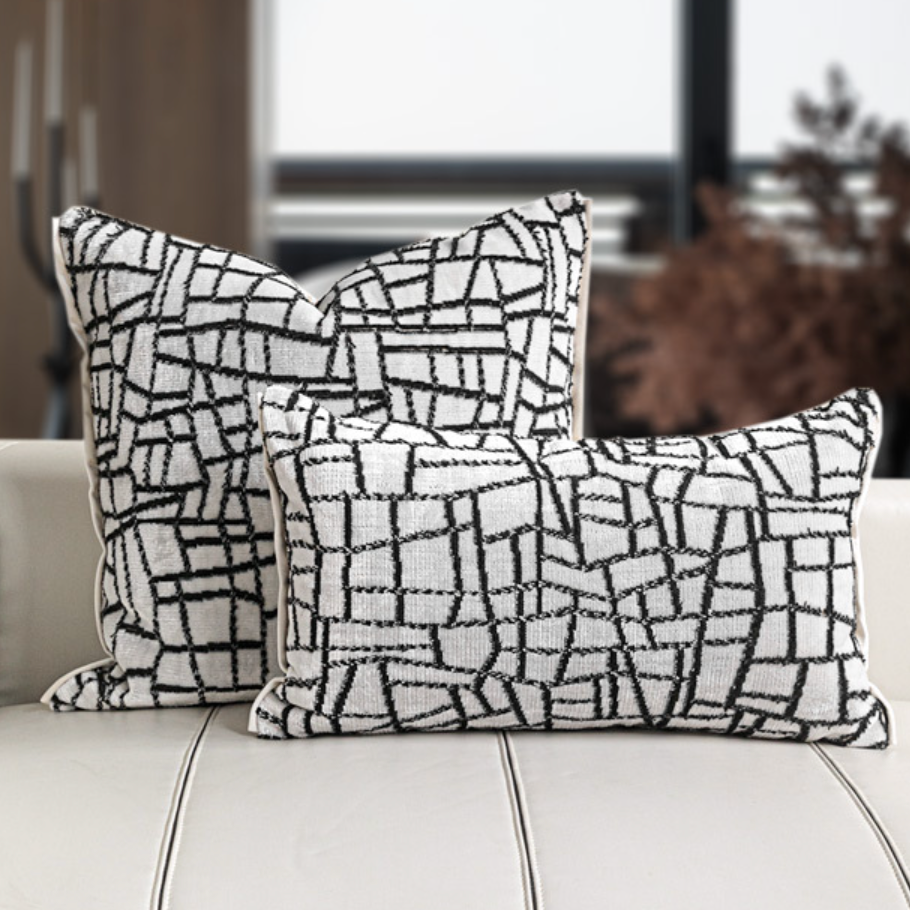  Gối Tựa Hình Học Đen Trắng | Gối Trang Trí Cao Cấp 