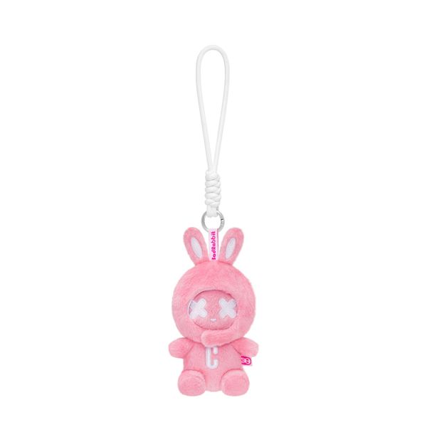 SHY SEATING RABBIT PIN/KEYCHAIN - PINK
