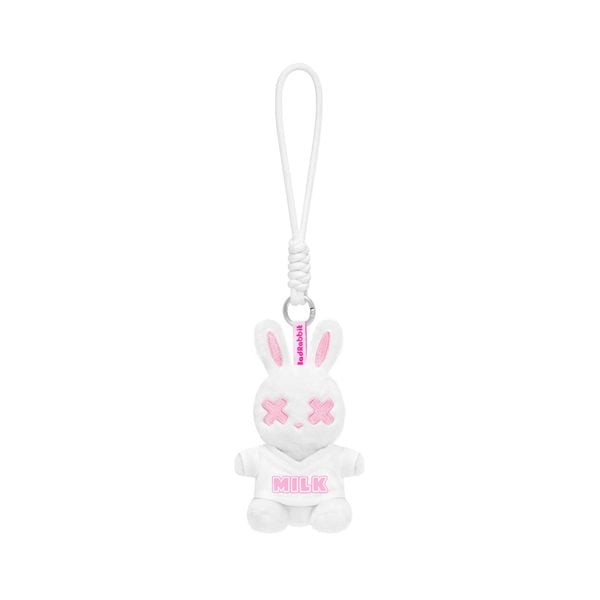 WINTER SEATING RABBIT PIN/KEYCHAIN - WHITE