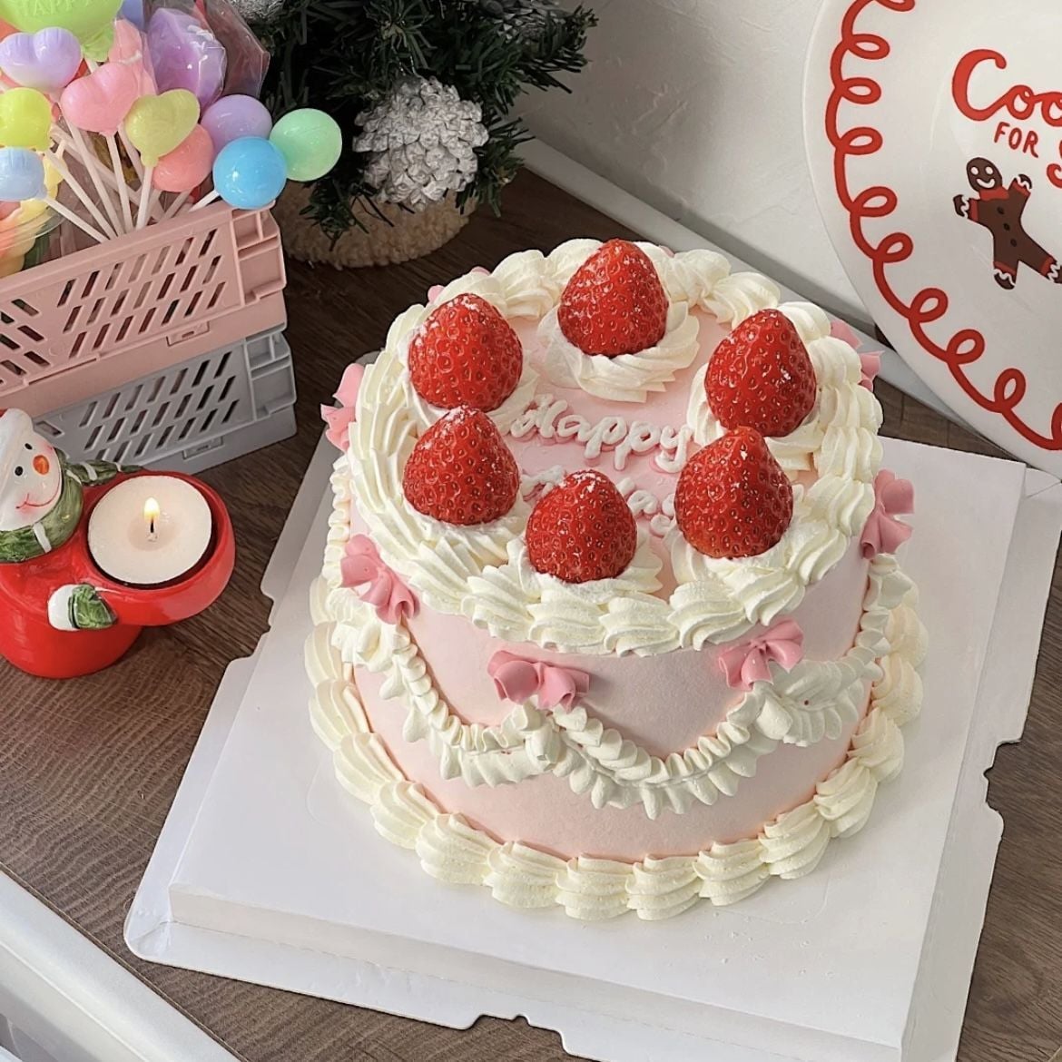  Bento Cake Tone Hồng Bánh Bèo 