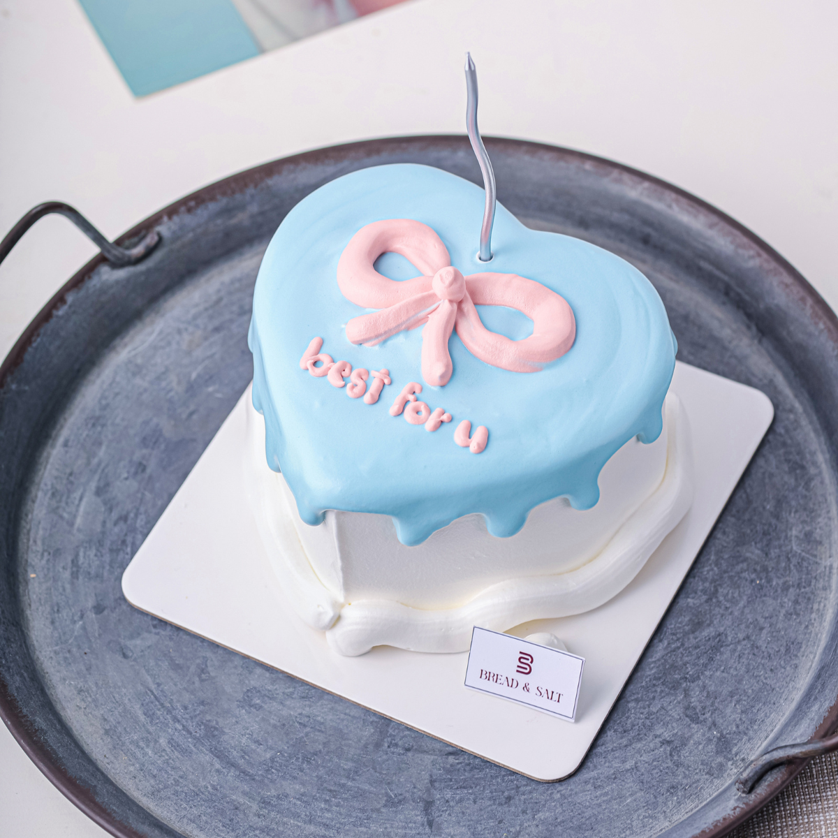  Bento Cake Xanh Dương trái tim 