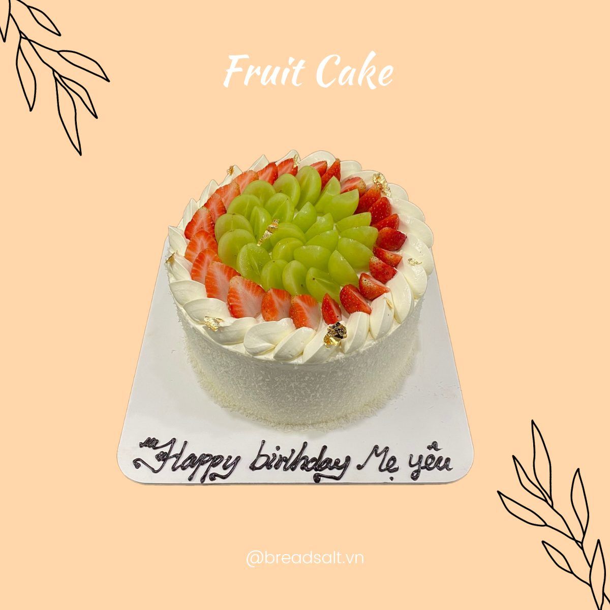  T Bánh Sinh Nhật Decor Nho mix Dâu xinh tặng bố 