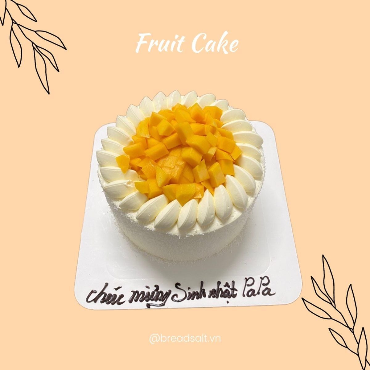  T Bánh Sinh Nhật Decor Xoài Tươi Tặng Ông Bà 