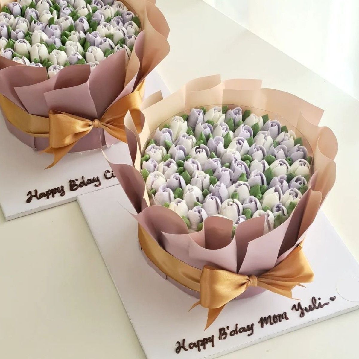  T Bánh Gato Bắt Kem Hoa Tulip Màu Tím Tặng Mẹ Yêu 