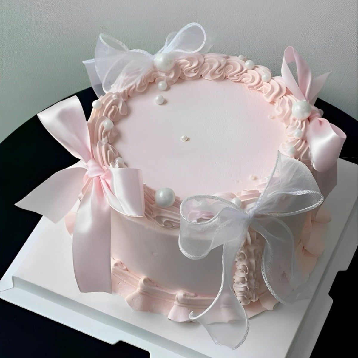  Bento Cake Tone Hồng Nơ Xinh 