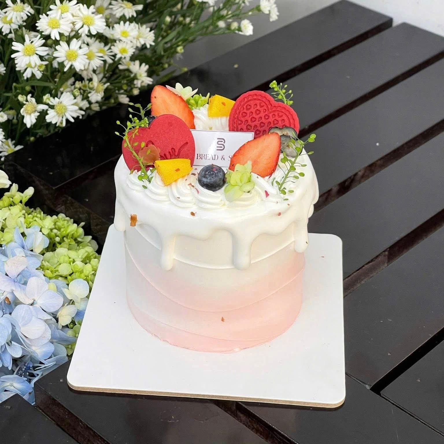  Bento Cake Hoa Quả Tone Hồng Pastel 