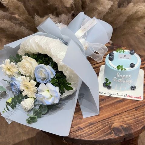  Set Bánh & Hoa Tone Xanh Dương 