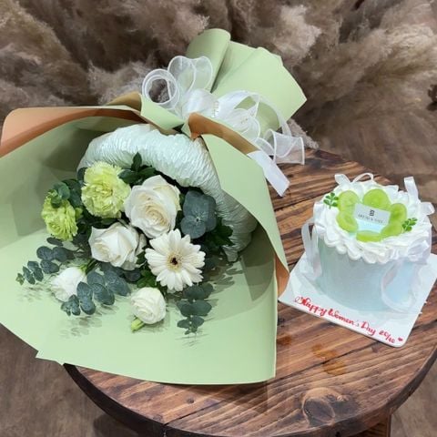  Set Bánh & Hoa Xinh Tone Xanh Lá 