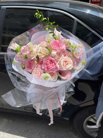  Bó Hoa Xinh Sang Trọng Tone Hồng 