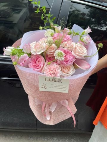  Bó Hoa Xinh Sang Trọng Tone Hồng 